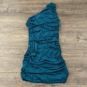 homecoming/ formal dress ruched one shoulder mini dress